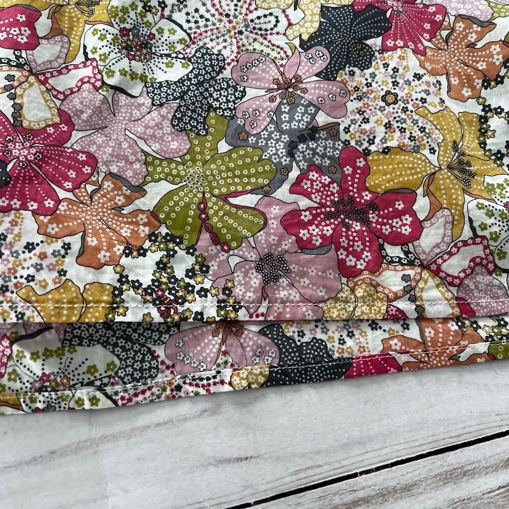 J. Crew Liberty print Floral Smocked Neck Blouse in Pink, Yellow & Green